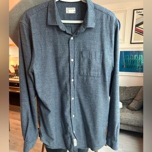 Frank and Oak Blue Marled Cotton Button Down